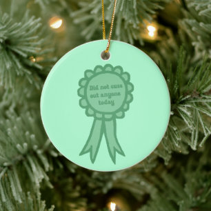 Décoration En Céramique Ruban de récompense « N'a pas injurié Teal bêtemen