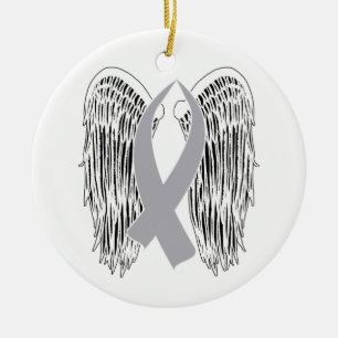 Décoration En Céramique Ruban de sensibilisation à l'aile (ruban gris)