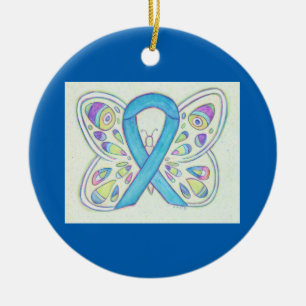 Décoration En Céramique Ruban de sensibilisation aux papillons bleus Ornem