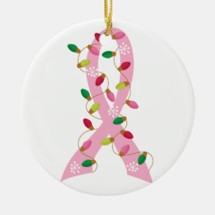 Décoration En Céramique Ruban rose avec le cancer du sein de lumières de