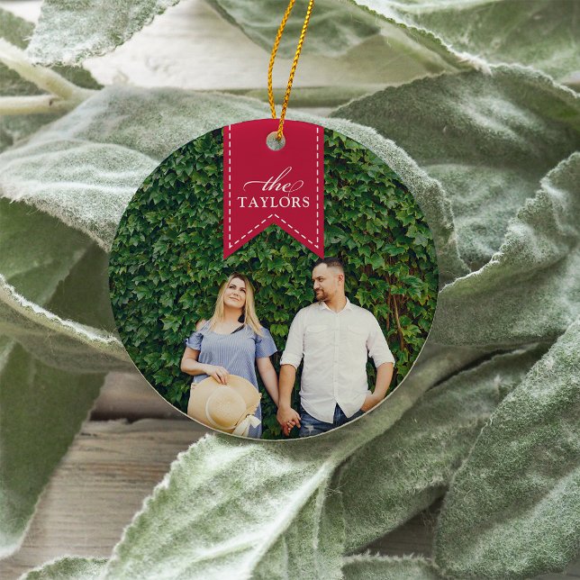 Décoration En Céramique Ruban rouge | Photo de vacances (Créateur téléchargé)