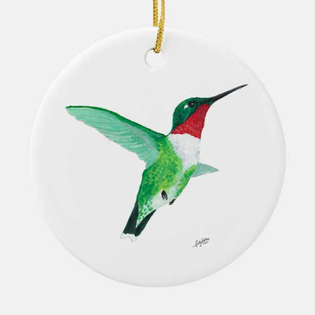 Décoration En Céramique Ruby gorge Hummingbird Noël Ornament (Devant)