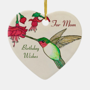 Décoration En Céramique Ruby Throated Hummingbird For Mom Birthday Wishes