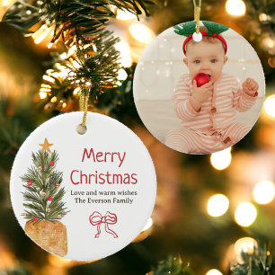 Décoration En Céramique Russe Scandi Bow Boho sapin de Noël Photo