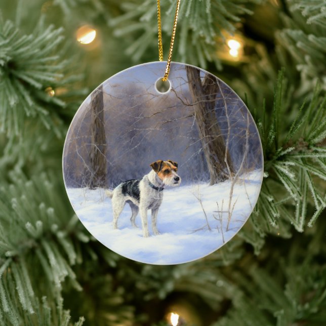 Décoration En Céramique Russell Terrier Laisser neiger Noël (Arbre)