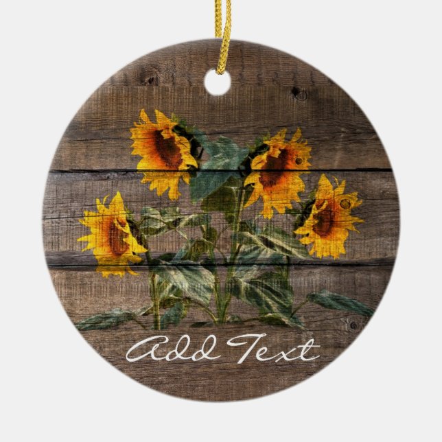 Décoration En Céramique Rustic Barn Wood Sunflower (Devant)