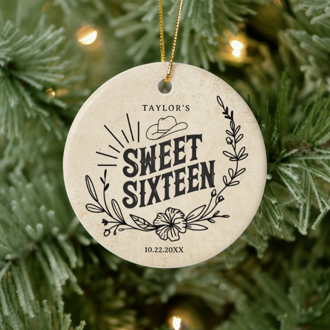 Décoration En Céramique Rustic Beige Cowgirl Sweet Sixteen Photo Keepsake (Arbre)