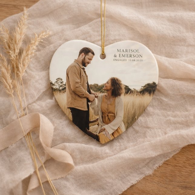 Décoration En Céramique Rustic Modern Engagement Photo Heart Keepsake  (Créateur téléchargé)