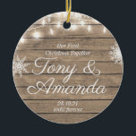 Décoration En Céramique Rustic Our First Christmas Together Ornament<br><div class="desc">Our First Christmas Together Ornament</div>