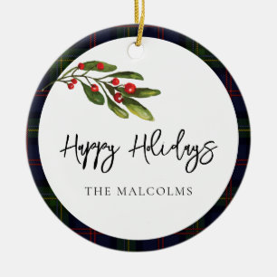Décoration En Céramique Rustic Plaid Family Photo Classique Tartan