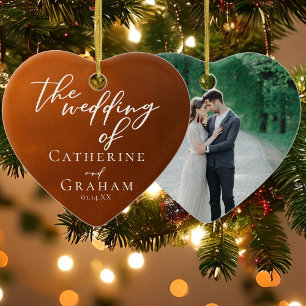 Décoration En Céramique Rustique Burnt Orange Mariage Personnalisé Coeur N