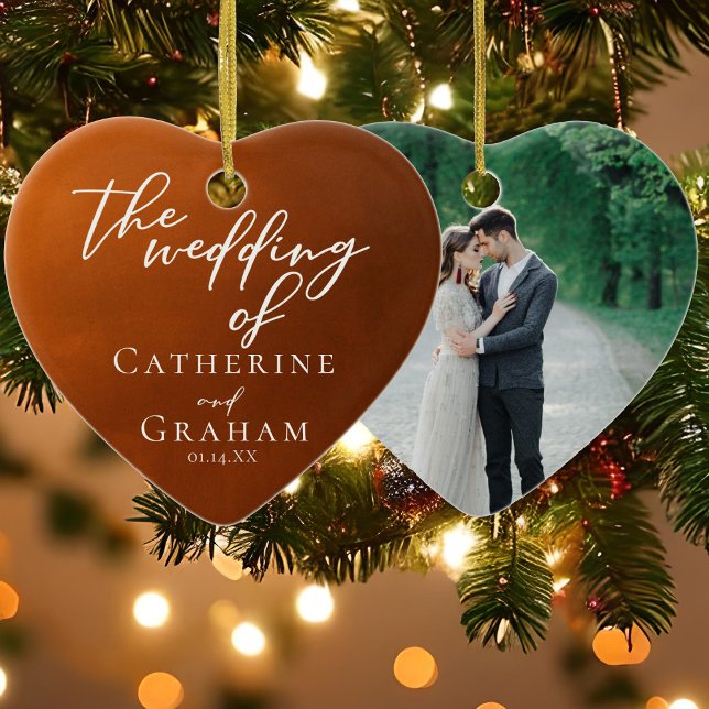 Décoration En Céramique Rustique Burnt Orange Mariage Personnalisé Coeur N (Créateur téléchargé)