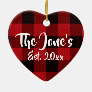 Décoration En Céramique Rustique Noël design rouge buffle plaid