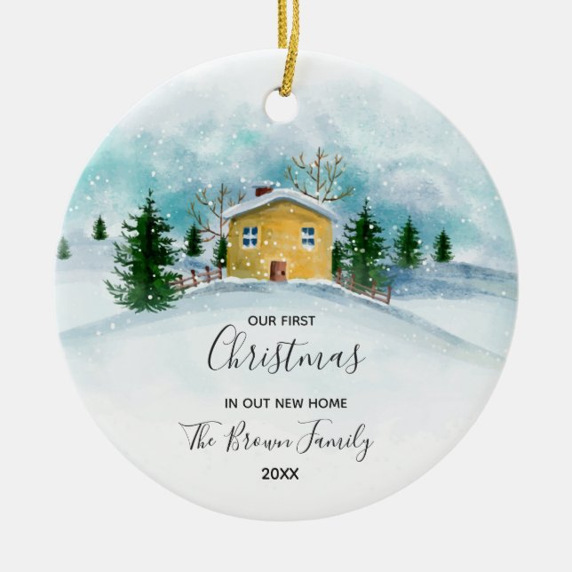 Décoration En Céramique Rustique Notre premier Noël dans notre nouvelle ma (Devant)