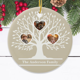 Décoration En Céramique Rustique White 3 Photo Family Tree Personnalisé