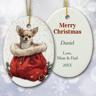 Décoration En Céramique Sac cadeau de Noël Chihuahua Chien Chien Chien Chi