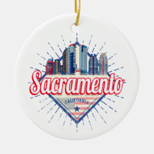 Décoration En Céramique Sacramento California États-Unis Skyline USA