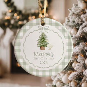 Décoration En Céramique Sage Green Silly Goose Premier Noël de Bébé