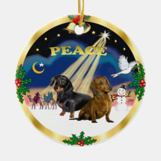 Décoration En Céramique Sages - Deux Dachshunds