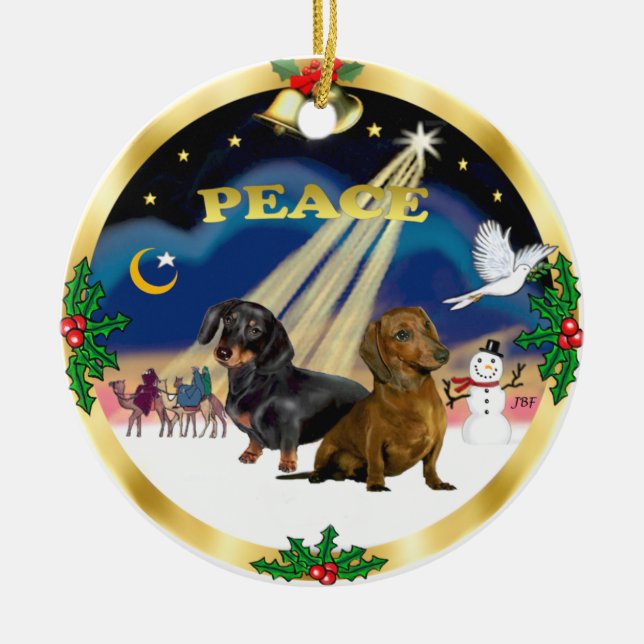 Décoration En Céramique Sages - Deux Dachshunds (Devant)