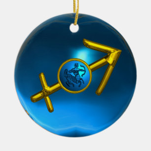 Décoration En Céramique SAGITTARIUS ZODIAC ANNIVERSAIRE JEWEL Bleu pourpre