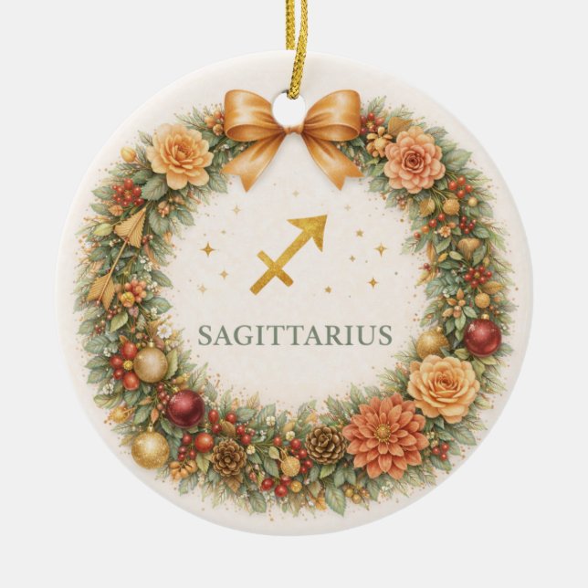 Décoration En Céramique Sagittarius Zodiac Christmas Ornament – Woodland W (Devant)