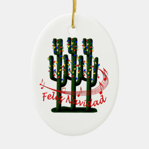 Décoration En Céramique Saguaro Cactus Feliz Navidad