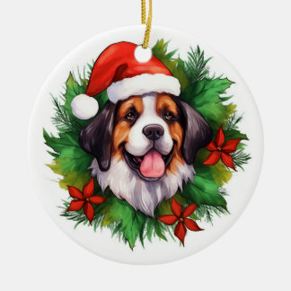Décoration En Céramique Saint Bernard Christmas Wreath