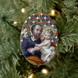 Décoration En Céramique Saint Joseph et l'enfant du Christ (DPT 002)