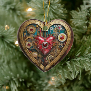 Décoration En Céramique Saint-Valentin Guerrier Steampunk Rubis Et Poignar