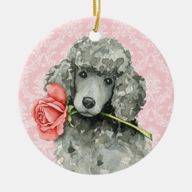 Décoration En Céramique Saint Valentin Rose Standard Poodle (Devant)