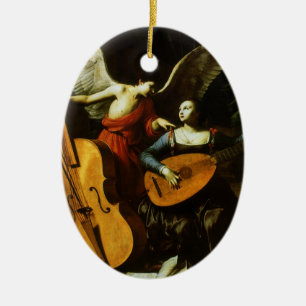 Décoration En Céramique Sainte Cécile et l'ange par Carlo Saraceni