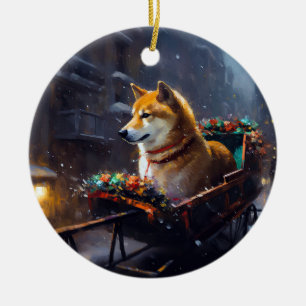 Décoration En Céramique Saison de Noël de Shiba Inu