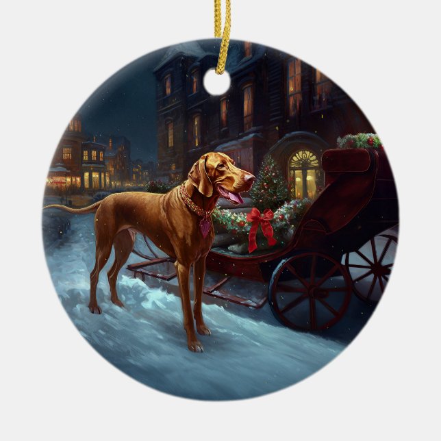 Décoration En Céramique Saison de Noël de Vizsla (Devant)