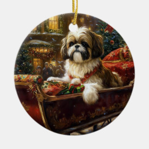 Décoration En Céramique Saison de Noël Shih Tzu