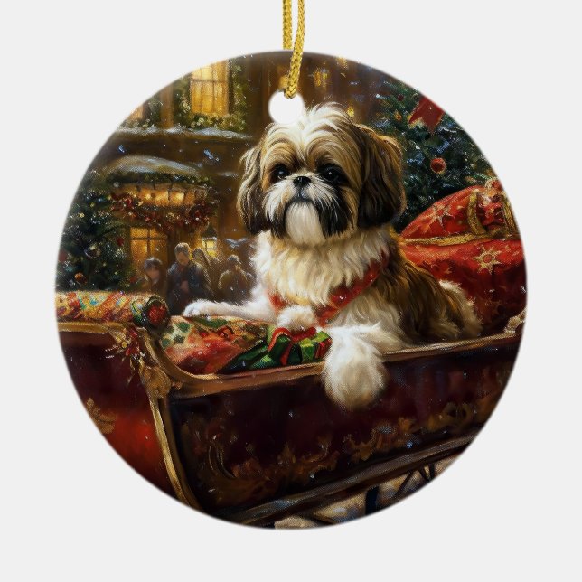 Décoration En Céramique Saison de Noël Shih Tzu (Devant)