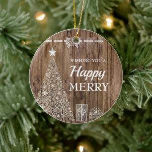 Décoration En Céramique Saison des fêtes de Noël en bois rustique