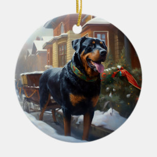 Décoration En Céramique Saison festive de Noël de Rottweiler