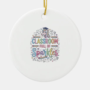 Décoration En Céramique Salle de classe licorne pleine de paillettes Merch