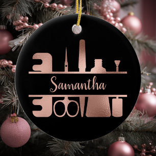 Décoration En Céramique Salon Nail Business Technicien Rose Gold Monogramm