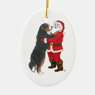 Décoration En Céramique Salutation de Noël de chien de montagne de Bernes