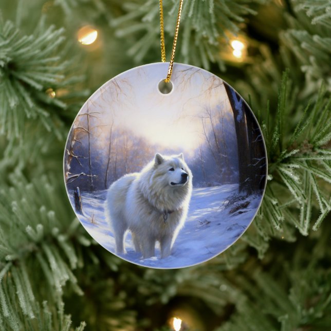 Décoration En Céramique Samoyed Qu'il neige Noël (Arbre)