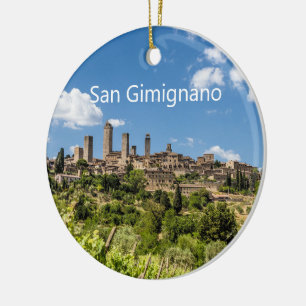 Décoration En Céramique San Gimignano Toscane Italie Panorama Souvenir