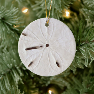Décoration En Céramique Sand Dollar Beach Coastal White Round Trendy Cool