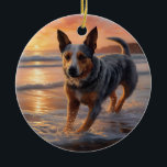 Décoration En Céramique Sandy Paws Australian Cattle Dog on Beach Sunset<br><div class="desc">Plongez dans la beauté tranquille de notre chien "Sandy Paws and Sunset Hues" sur le coucher du soleil de plage. Cette scène captivante saisit l'essence d'une soirée parfaite au bord de l'eau, avec un fidèle compagnon canin qui profite du sable doré et des teintes époustouflantes du soleil couchant. Que vous...</div>