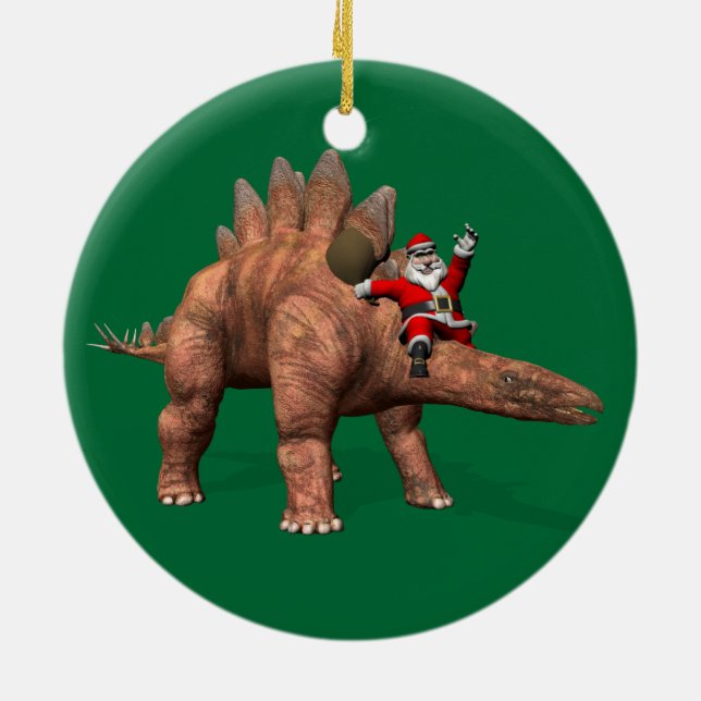 Décoration En Céramique Santa Claus À cheval Sur Stegosaurus (Dos)