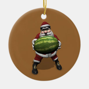 Décoration En Céramique Santa Claus Avec Énorme Pastèque