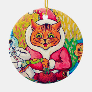 Décoration En Céramique Santa Claus Chat, Louis Wain