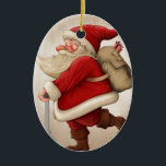 Décoration En Céramique Santa Claus et le scooter Push<br><div class="desc">Santa Claus avec le scooter Push livraison les cadeaux</div>