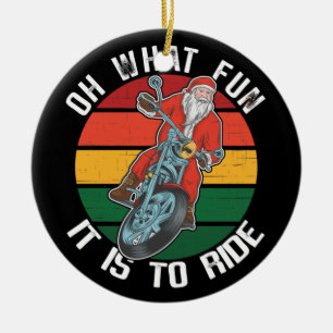 Décoration En Céramique Santa Claus Motorcycle Biker Oh Quel Amusement C'E
